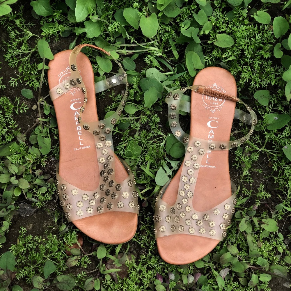 Jeffrey Campbell Clear and Gold Sandal